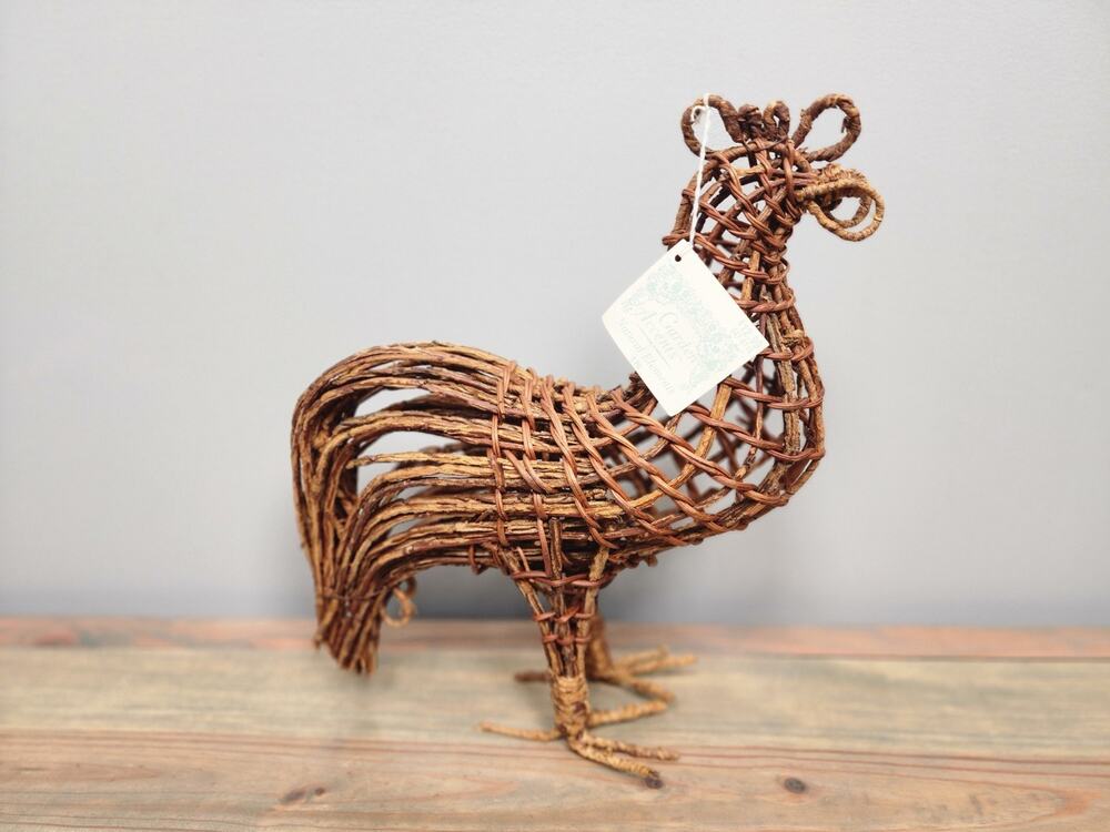 Vintage RUSTIC Farmhouse Style Decorative ROOSTER Made From Woven Grapevine 11"